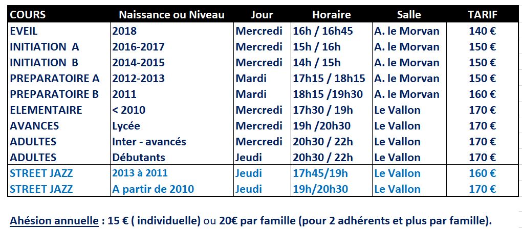 Tableau Tarif -Horaire